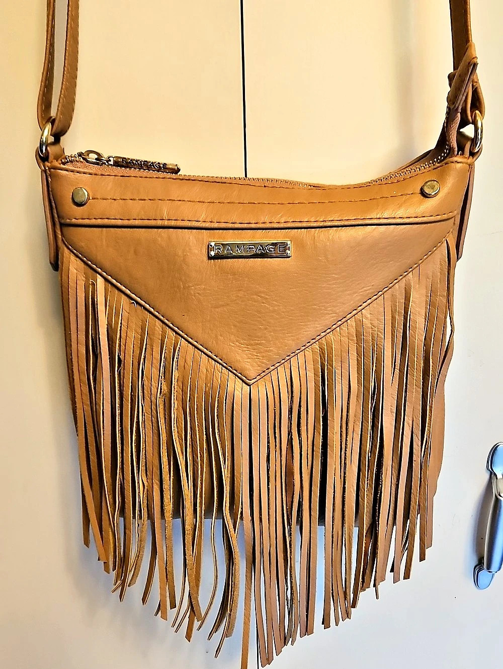 Rampage Fringe Crossbody Bag in Brown